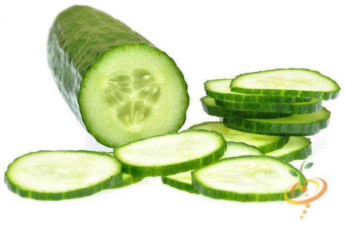 Tendergreen Burpless cucumber with slices showing tender, green flesh
