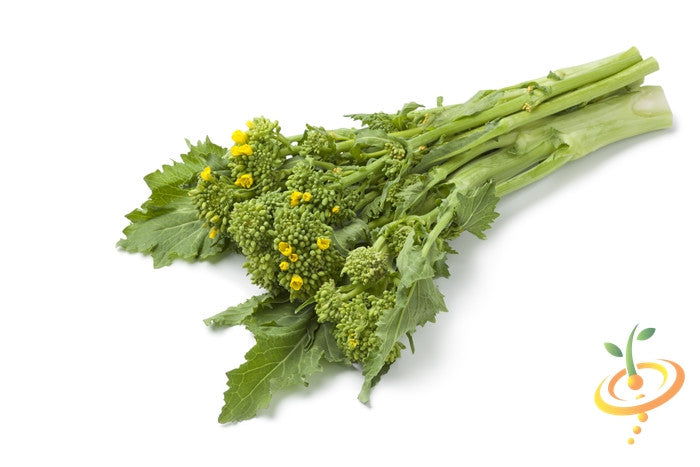 Broccoli and rapini (raab) seeds from SeedsNow, small seed packets with green seeds for planting.